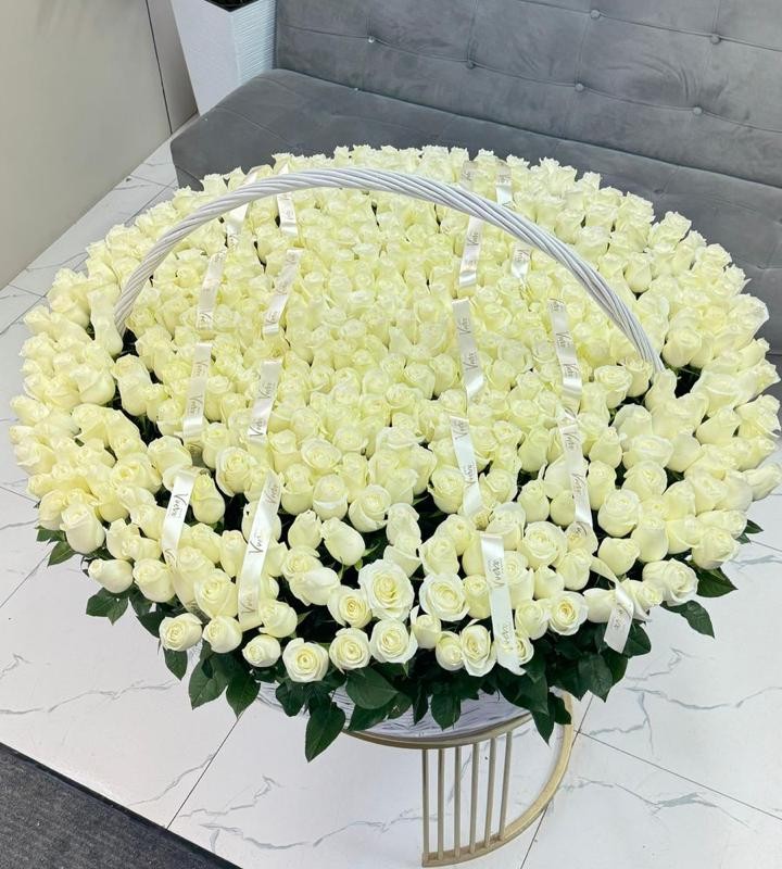 Корзина 501 белой розы — фото 1
